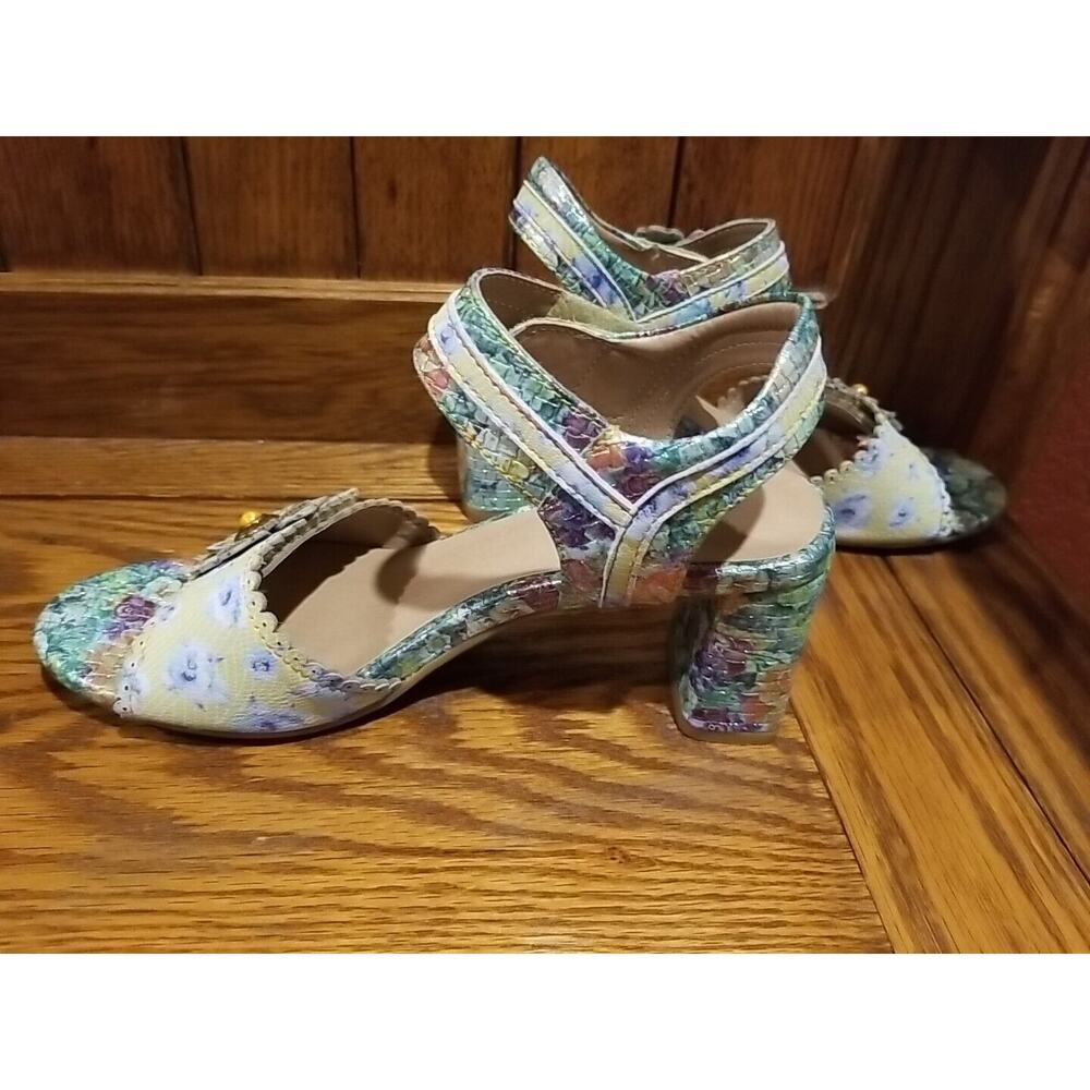 L'Artiste Spring Step Stacked Heel Ankle Strap Sandals size EU 39 US 9 Floral - Picture 4 of 14